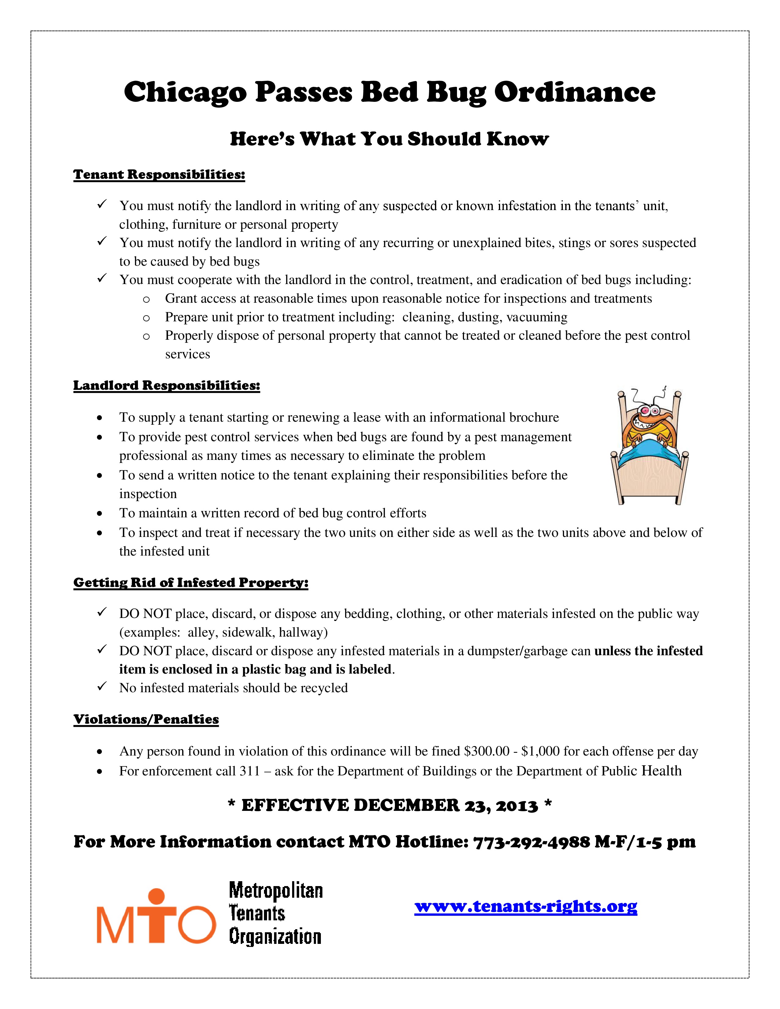 Bed Bug Infestation Chart